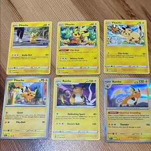 Pokemon Pikachu and Raichu Cards - no duplicates Excellent conditions